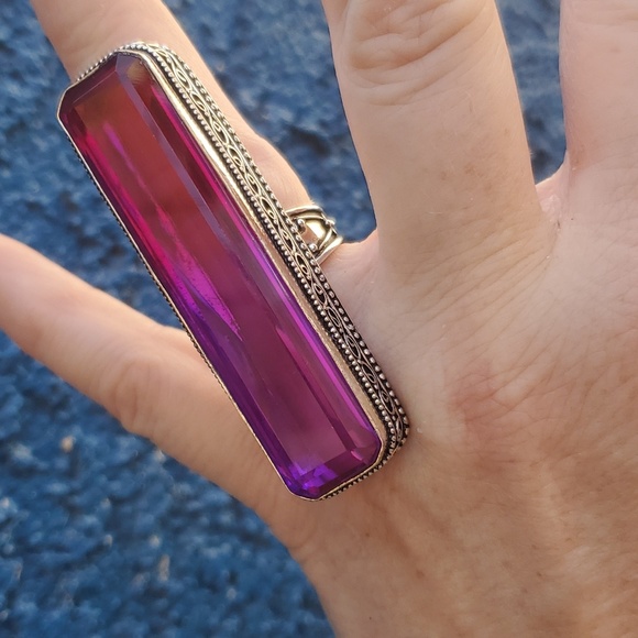New Amazing Oversized Bi-Color Tourmaline 925 Silver Statement Ring. - Picture 14 of 16